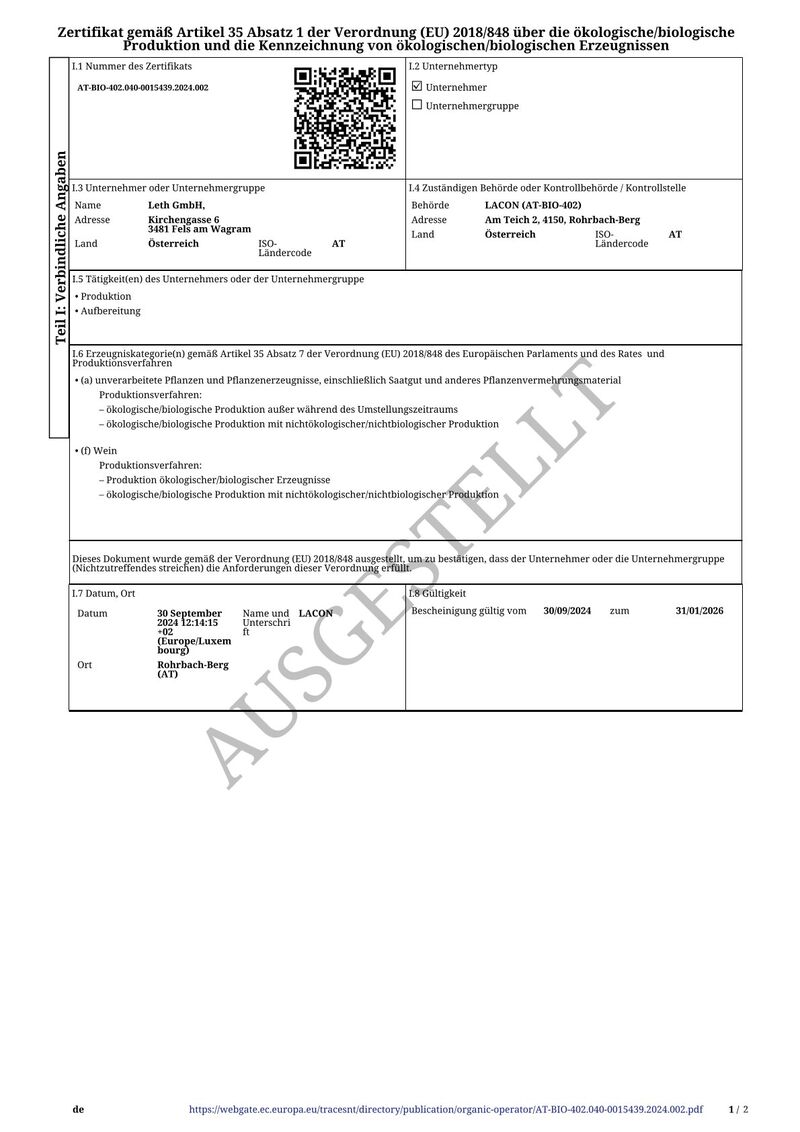 Leth Grüner Veltliner Erste Lage Scheiben 2022 13 % vol. 0,75l Leth Grüner Veltliner Erste Lage Scheiben 2022 13 % vol. 0,75l