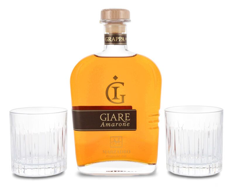 Marzadro Grappa Le Giare Amarone Geschenk-Set 41% vol. 0,70l