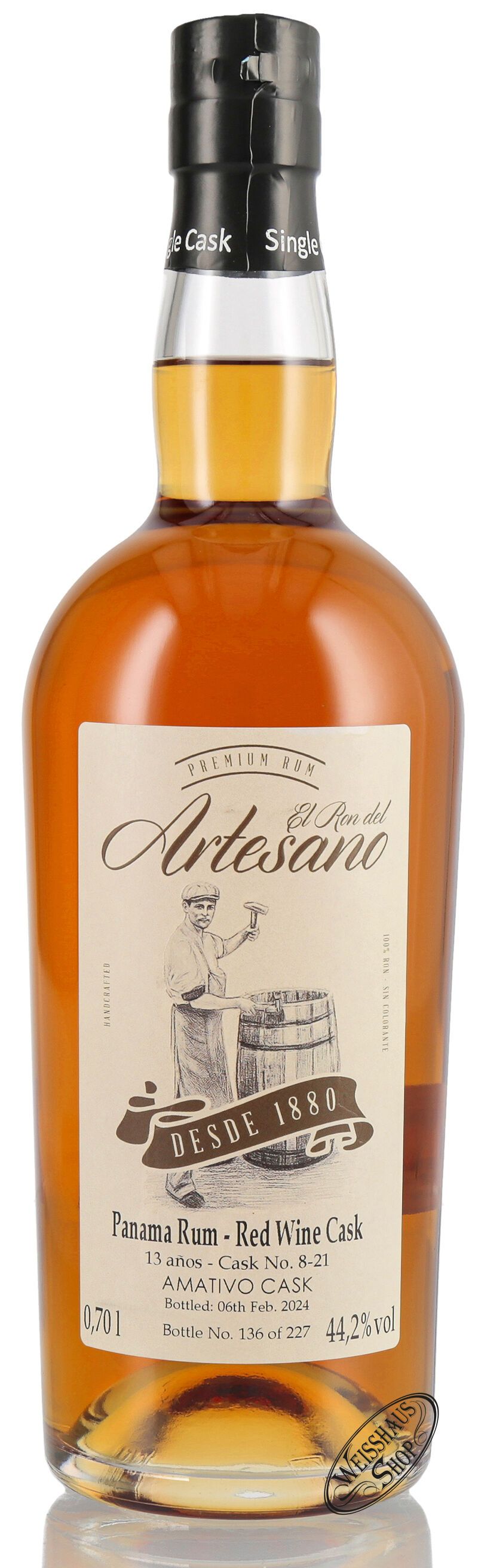 El Ron del Artesano 13 YO Amativo Cask 44,2% vol. 0,70l El Ron del Artesano 13 YO Amativo Cask 44,2% vol. 0,70l