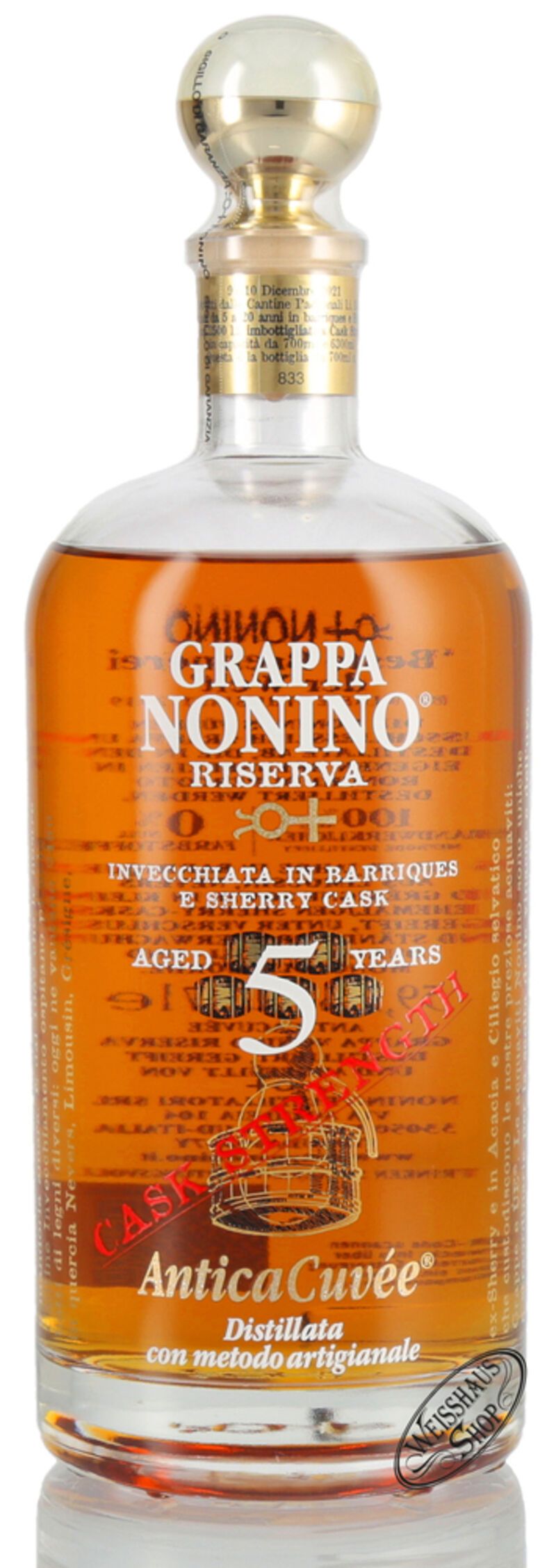 Nonino Grappa AnticaCuvée Cask Strength 59,9% vol. 0,70l Nonino Grappa AnticaCuvée Cask Strength 59,9% vol. 0,70l