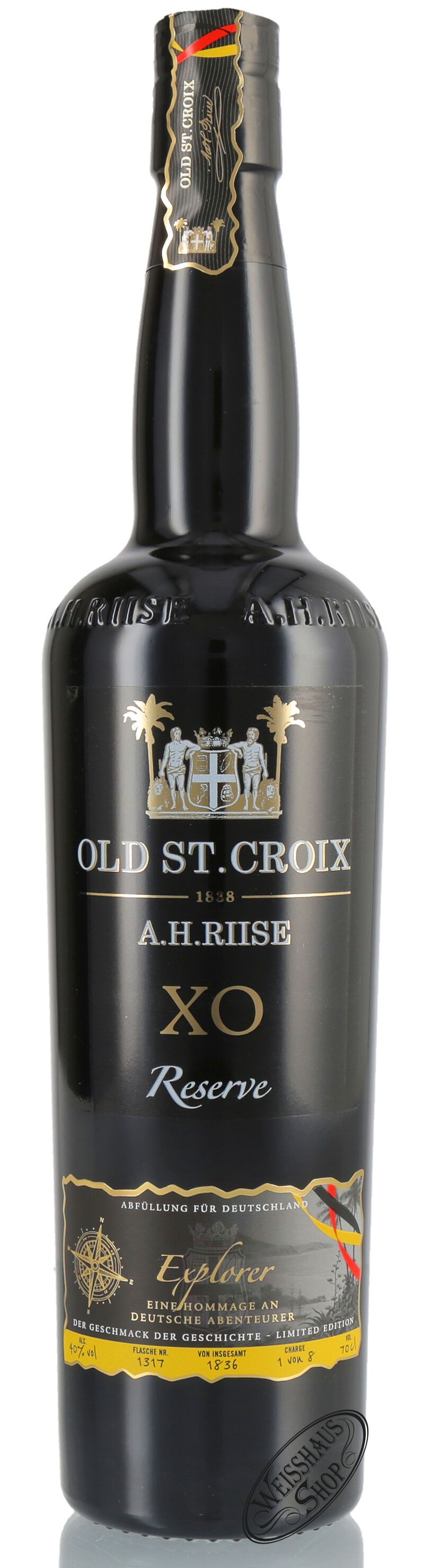 A.H. Riise XO Old St. Croix Explorer Germany Edition 40% vol. 0,70l A.H. Riise XO Old St. Croix Explorer Germany Edition 40% vol. 0,70l