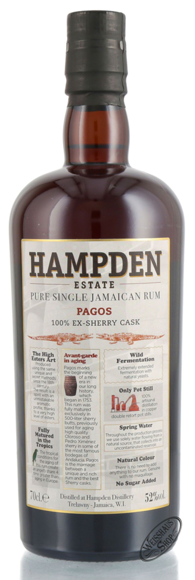 Hampden Pagos Estate Pure Single Jamaican Rum 52% vol. 0,70l