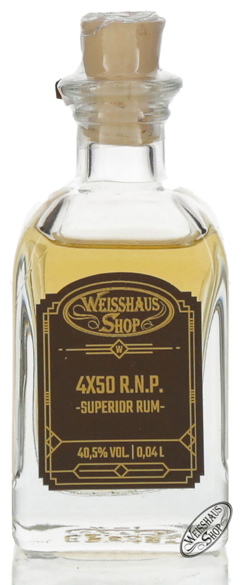 4X50 R.N.P. Finely Distilled Superior Rum 40,5% vol. 0,04l Weisshaus Sample 4X50 R.N.P. Finely Distilled Superior Rum 40,5% vol. 0,04l Weisshaus Sample