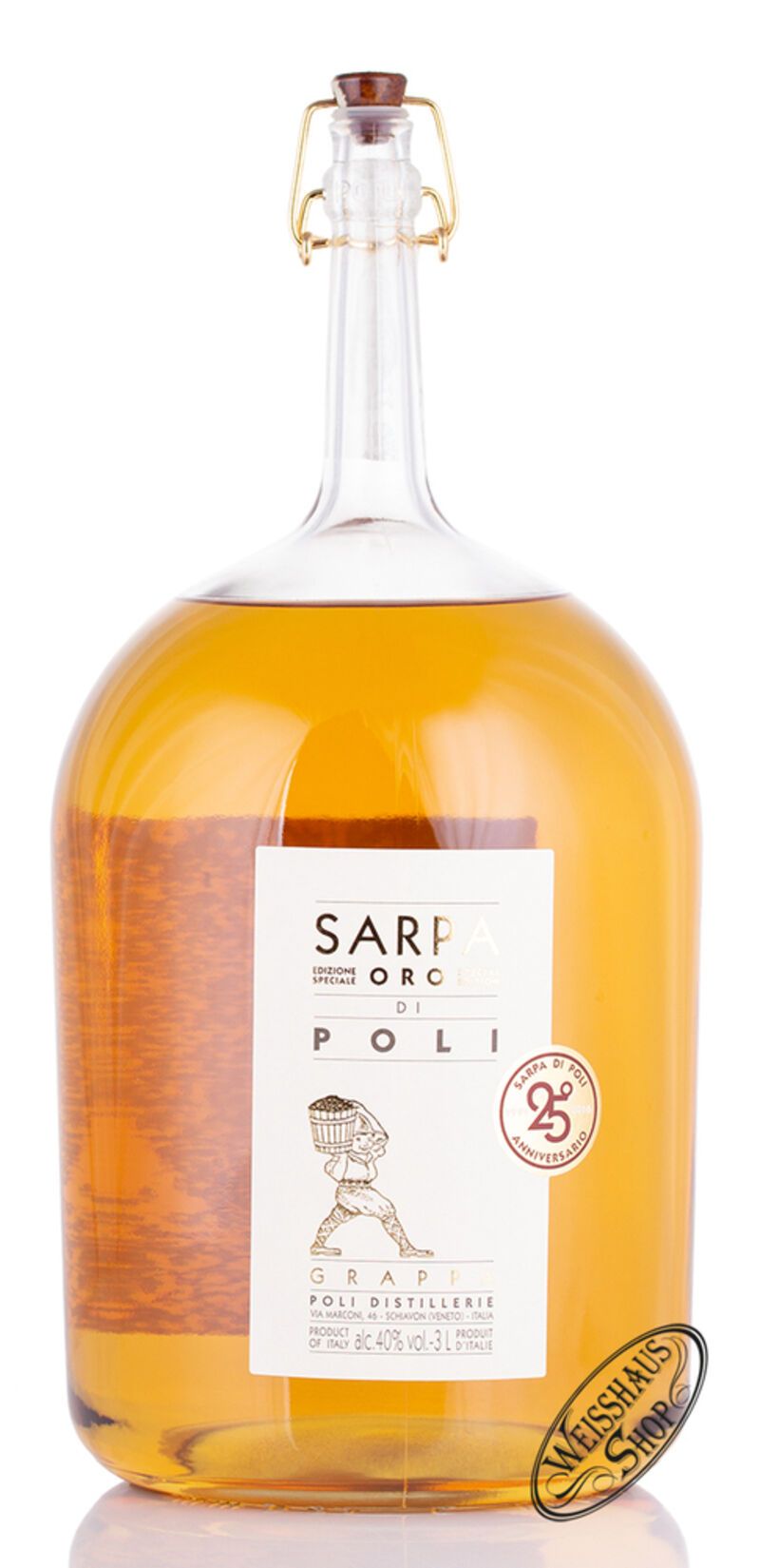 Poli Grappa Sarpa Oro di Barrique Big Mama 40% vol. 3,0l Doppelmagnum Poli Grappa Sarpa Oro di Barrique Big Mama 40% vol. 3,0l Doppelmagnum