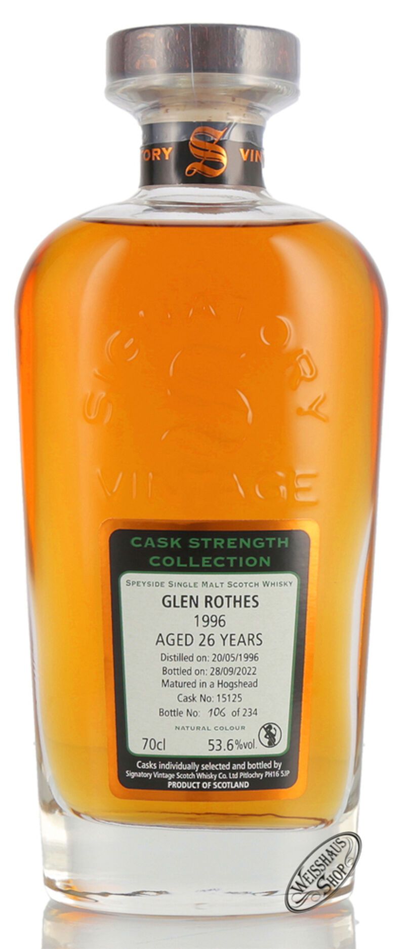The Glenrothes Vintage 1996 Signatory Whisky 53,6% vol. 0,70l The Glenrothes Vintage 1996 Signatory Whisky 53,6% vol. 0,70l