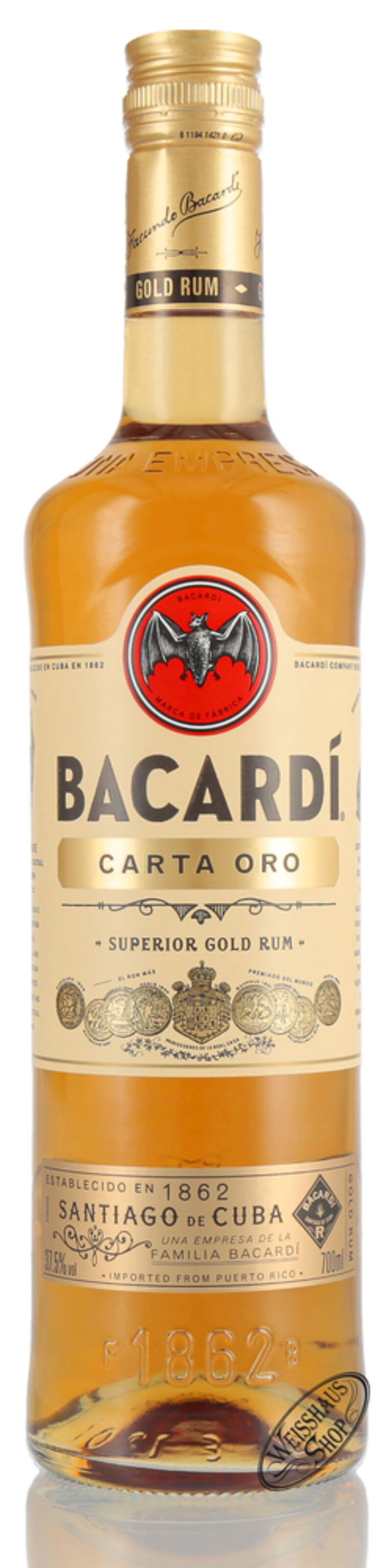 Bacardi Carta Oro 37,5% vol. 0,70l Bacardi Carta Oro 37,5% vol. 0,70l