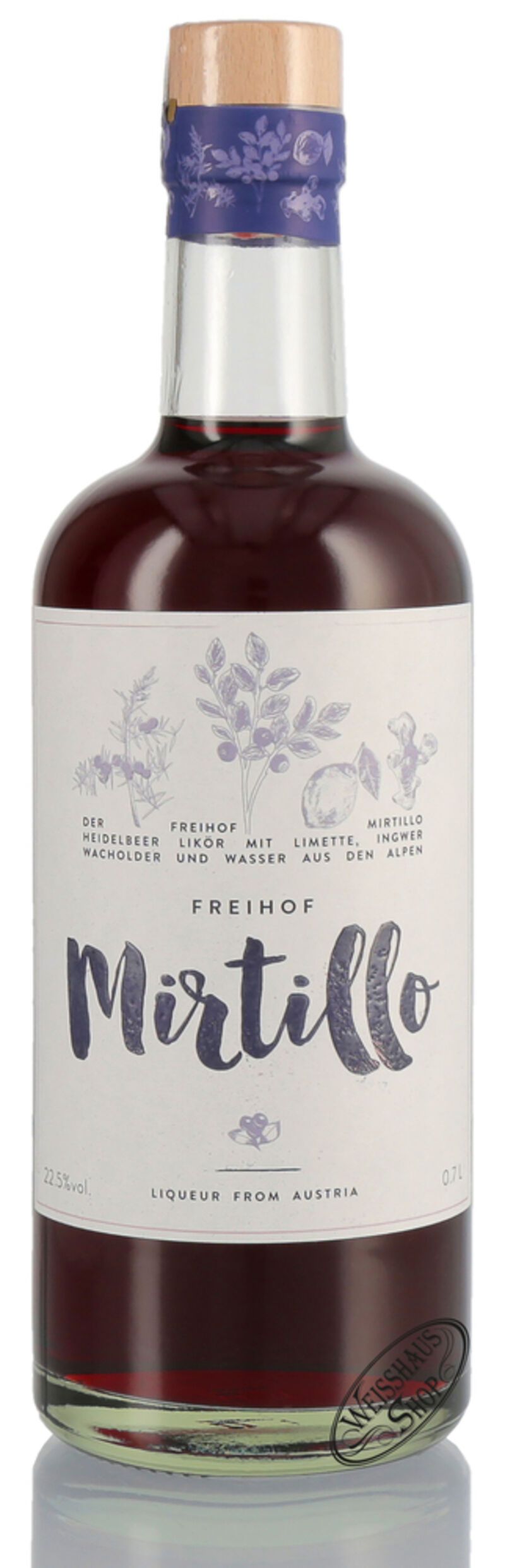 Freihof Mirtillo Heidelbeerlikör 22,5% vol. 0,70l Freihof Mirtillo Heidelbeerlikör 22,5% vol. 0,70l
