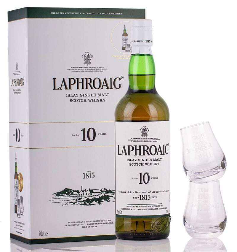 Laphroaig 10 YO Whisky Geschenk-Set 40% vol. 0,70l