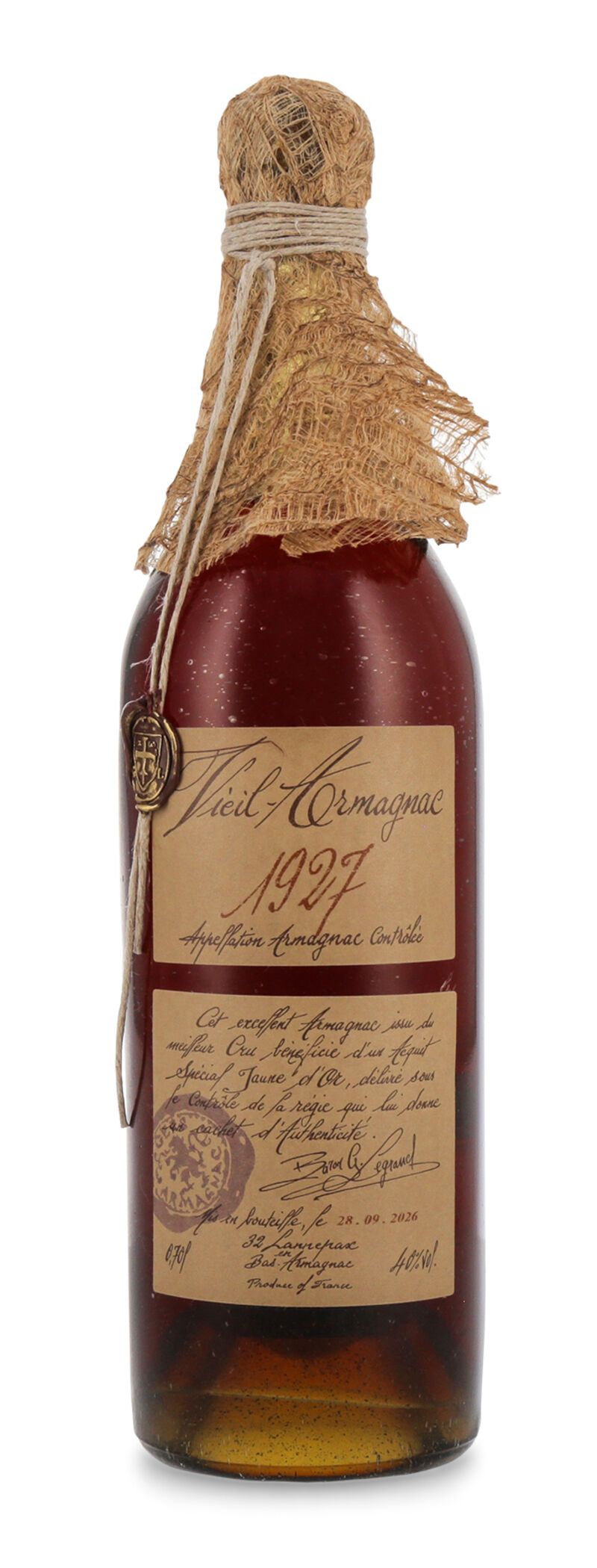 Lhéraud Baron Gaston Legrand 1927 Vieil Bas Armagnac 40% vol. 0,70l