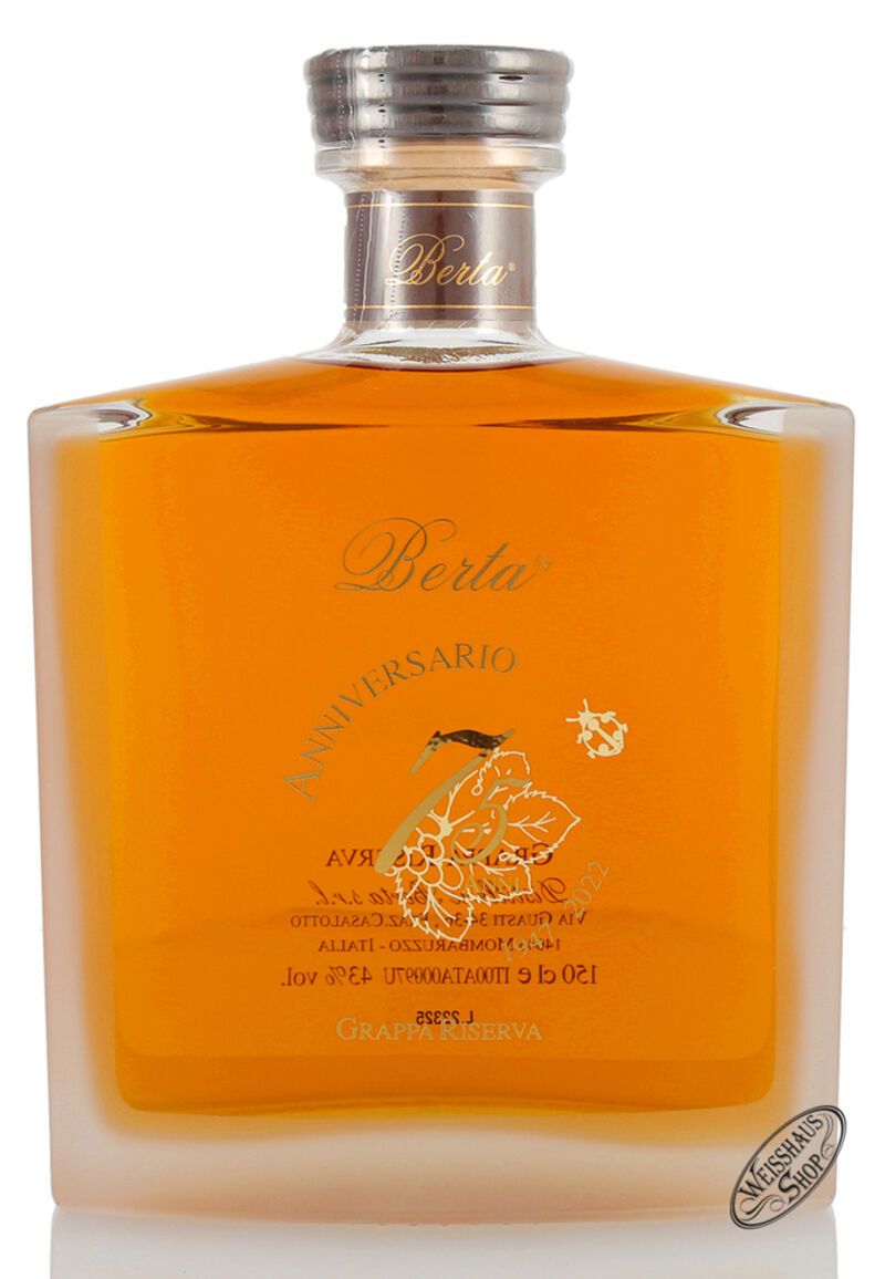 Berta Grappa Riserva 75 Anniversario 43% vol. 1,50l Berta Grappa Riserva 75 Anniversario 43% vol. 1,50l