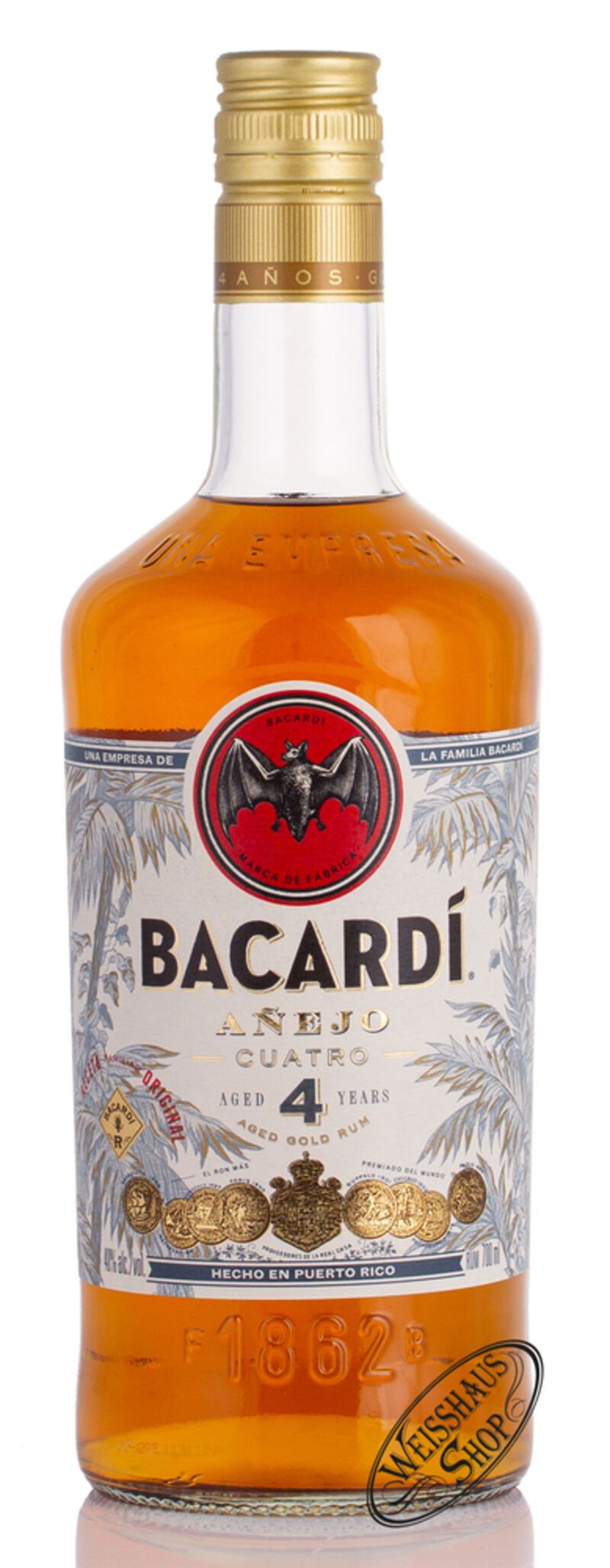 Bacardi Anejo Cuatro 4 YO Rum 40% vol. 0,70l Bacardi Anejo Cuatro 4 YO Rum 40% vol. 0,70l