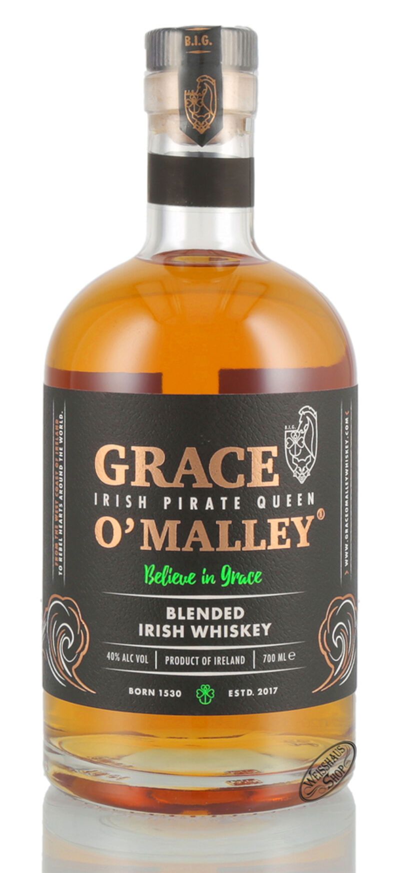 Grace O'Malley Blended Irish Whiskey 40% vol. 0,70l | Weisshaus Shop
