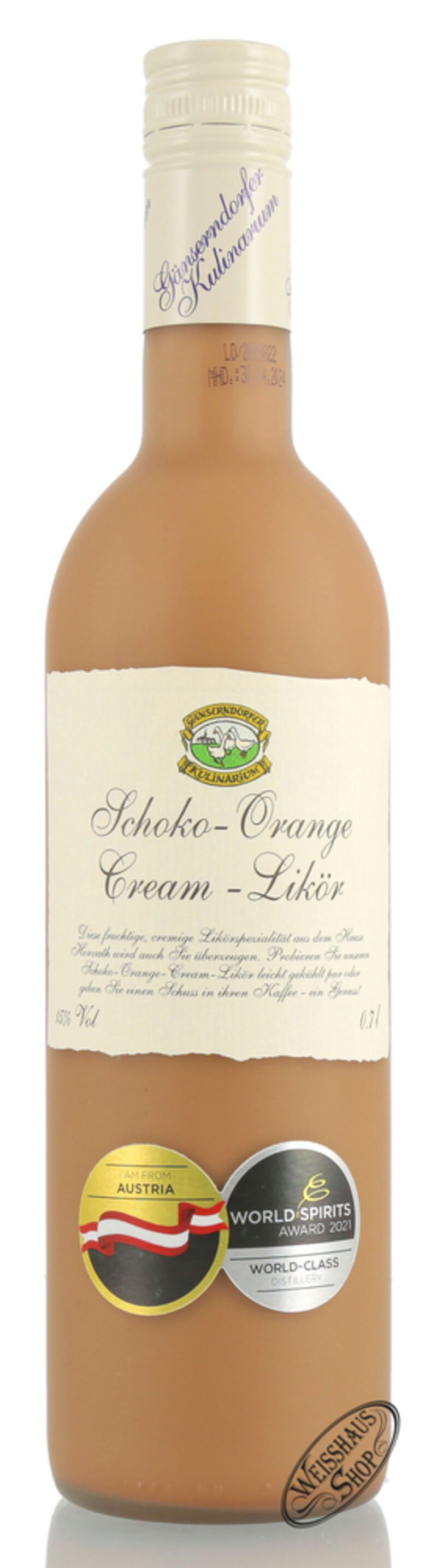 Auersthaler Schoko Orange Cream Likör 15% vol. 0,70l Auersthaler Schoko Orange Cream Likör 15% vol. 0,70l