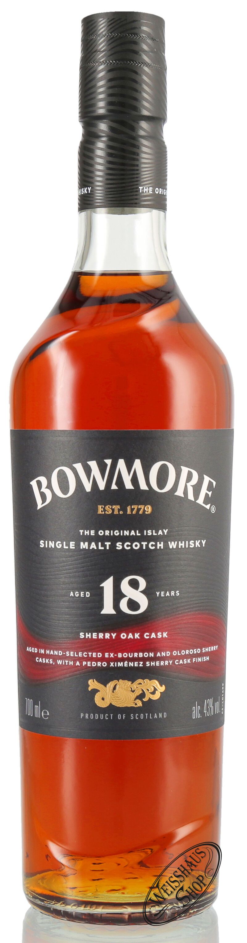 Bowmore 18 YO Sherry Oak Cask Islay Whisky 43% vol. 0,70l Bowmore 18 YO Sherry Oak Cask Islay Whisky 43% vol. 0,70l