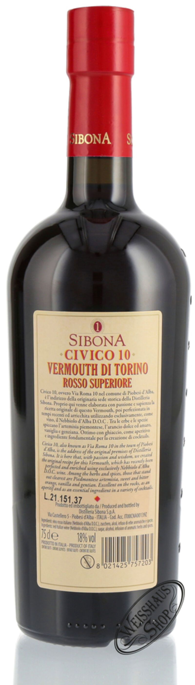 Sibona Civico 10 Vermouth 18% vol. 0,75l Sibona Civico 10 Vermouth 18% vol. 0,75l