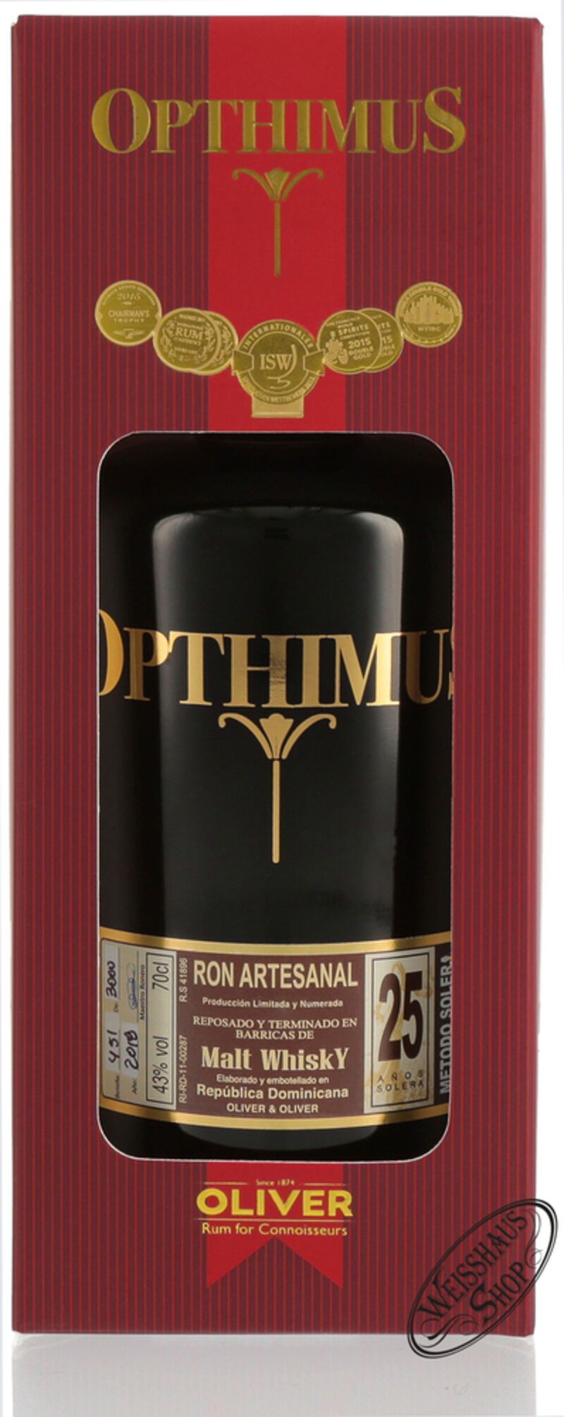 Opthimus 25 Anos Barricas de Malt Whisky 43% vol. 0,70l