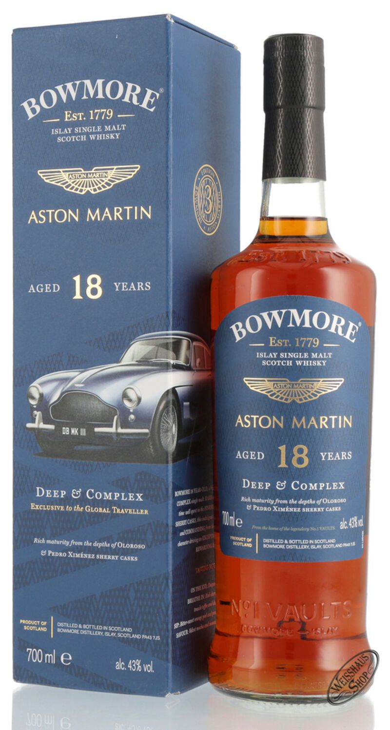 Bowmore 18 YO Aston Martin Edition Whisky 43% vol. 0,70l Bowmore 18 YO Aston Martin Edition Whisky 43% vol. 0,70l