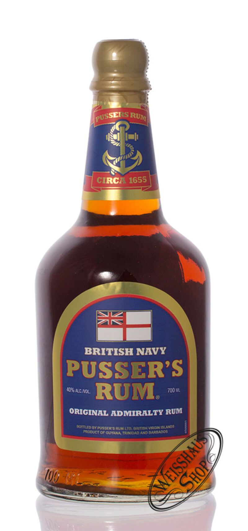 Pusser's Navy Rum Blue Label 40% vol. 0,70l Pusser's Navy Rum Blue Label 40% vol. 0,70l
