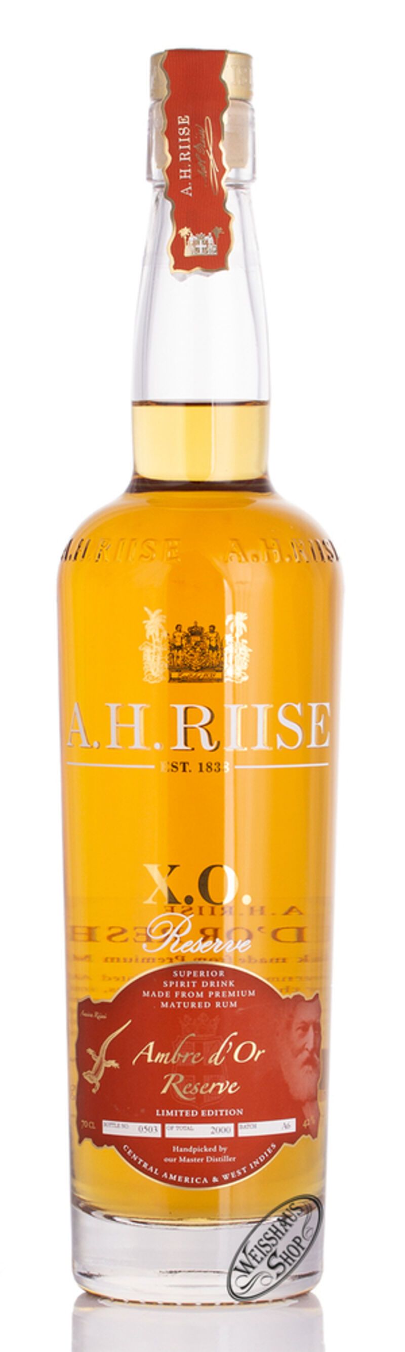 A.H. Riise XO Reserve Ambre d'Or 42% vol. 0,70l A.H. Riise XO Reserve Ambre d'Or 42% vol. 0,70l