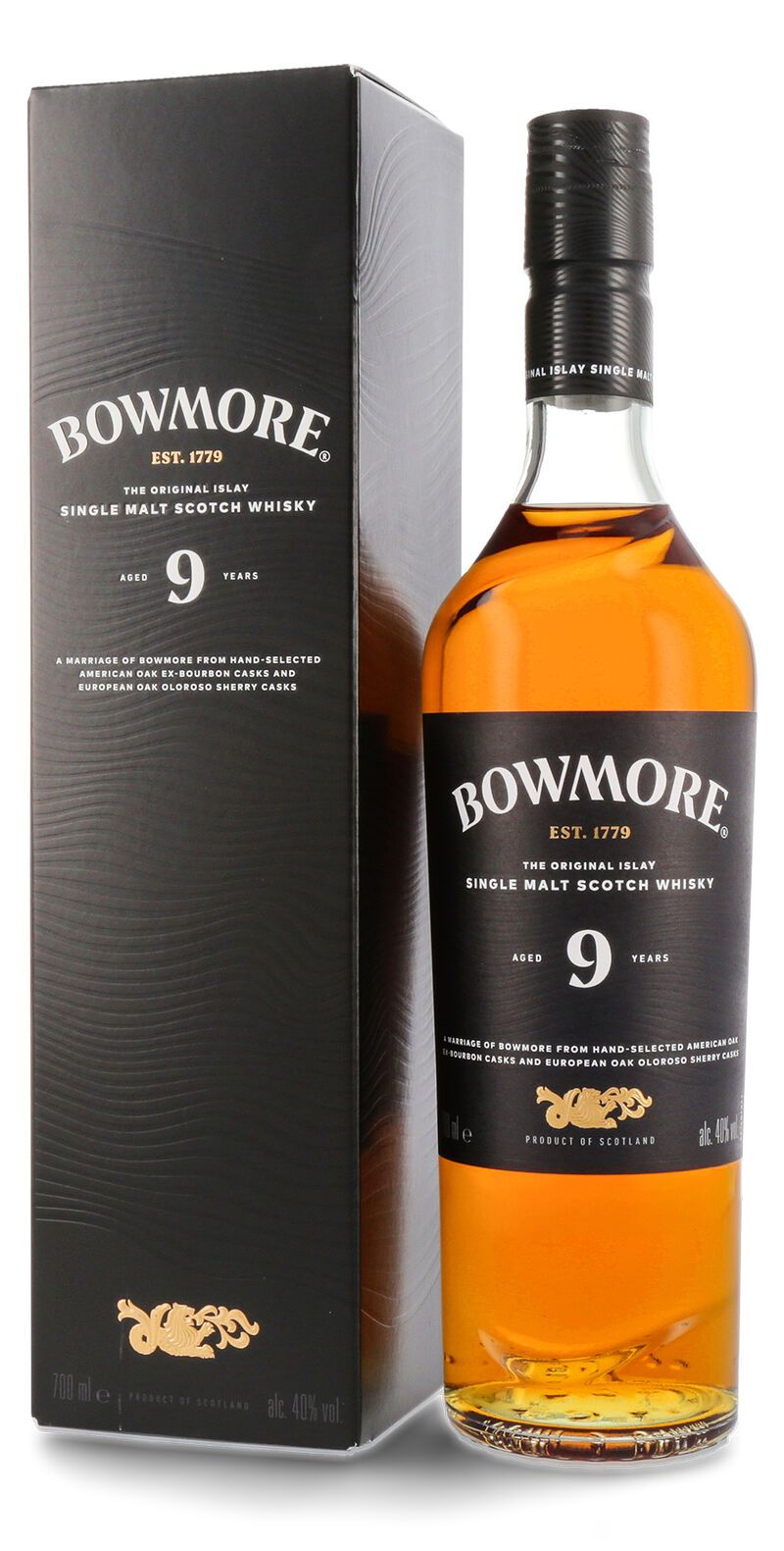 Bowmore 9 YO Islay Single Malt Whisky 40% vol. 0,70l B-Ware