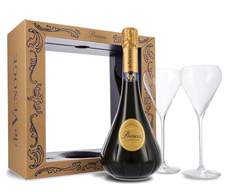 De Venoge Princes Champagner Blanc de Blancs 12% vol. 0,75l Geschenk-Set