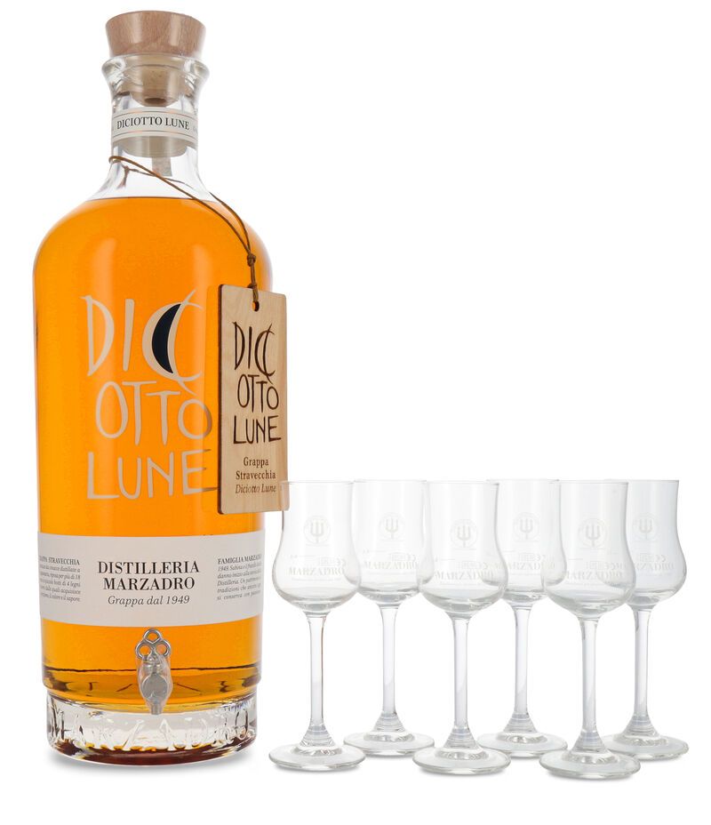 Marzadro Grappa Le Dic'otto Lune 41% vol. 4,50l Réhoboam