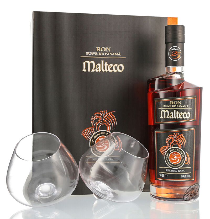 Malteco 25 YO Rum Geschenk-Set 40% vol. 0,70l Malteco 25 YO Rum Geschenk-Set 40% vol. 0,70l