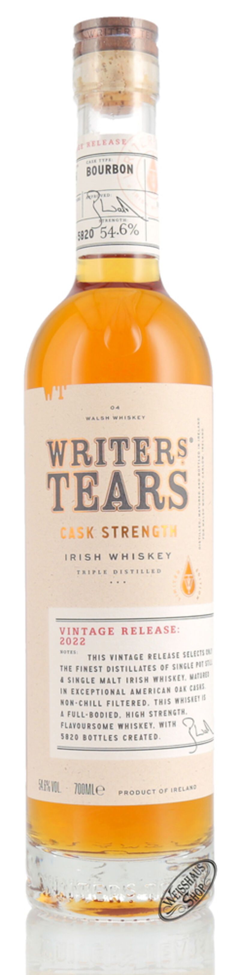 Writer's Tears Rare Cask Strength 2022 Irish Whiskey 54,6% vol. 0,70l Writer's Tears Rare Cask Strength 2022 Irish Whiskey 54,6% vol. 0,70l