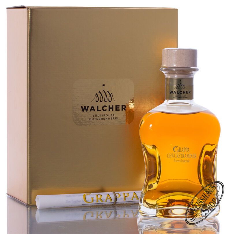 Walcher Grappa Gewürztraminer Riserva Imperiale 40% vol. 0,50l Walcher Grappa Gewürztraminer Riserva Imperiale 40% vol. 0,50l