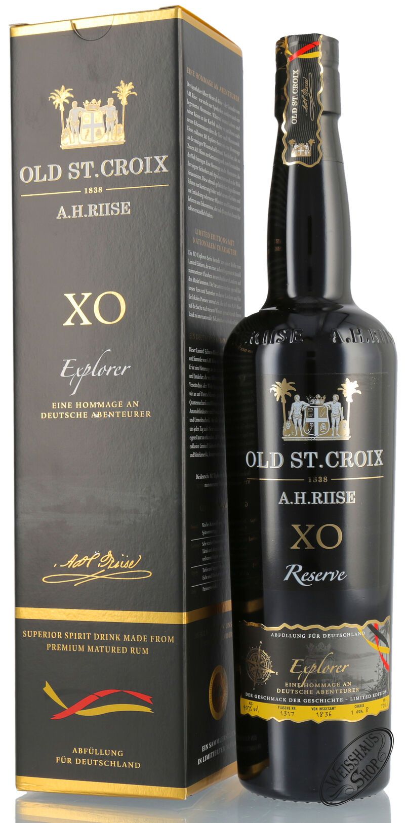 A.H. Riise XO Old St. Croix Explorer Germany Edition 40% vol. 0,70l A.H. Riise XO Old St. Croix Explorer Germany Edition 40% vol. 0,70l