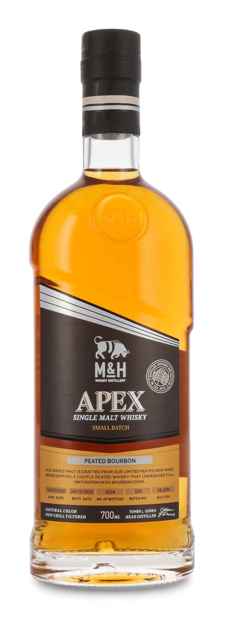 M&H APEX Peated Bourbon Cask Whisky 58,2% vol. 0,70l
