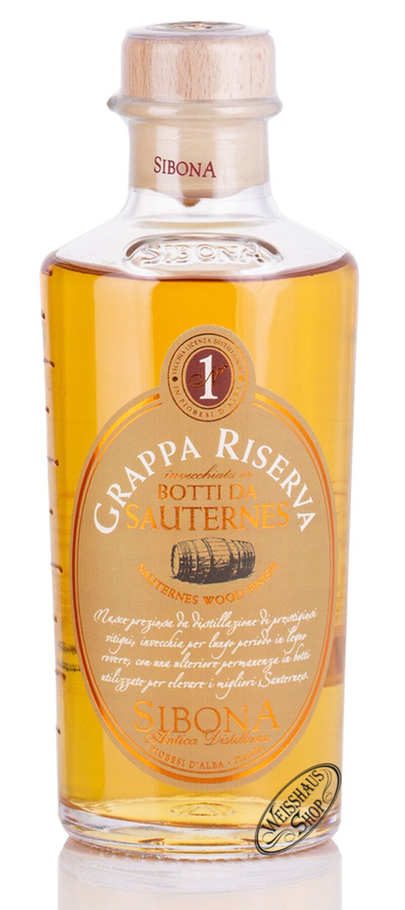 Sibona Grappa Riserva Botti da Sauternes 44% vol. 0,50l Sibona Grappa Riserva Botti da Sauternes 44% vol. 0,50l