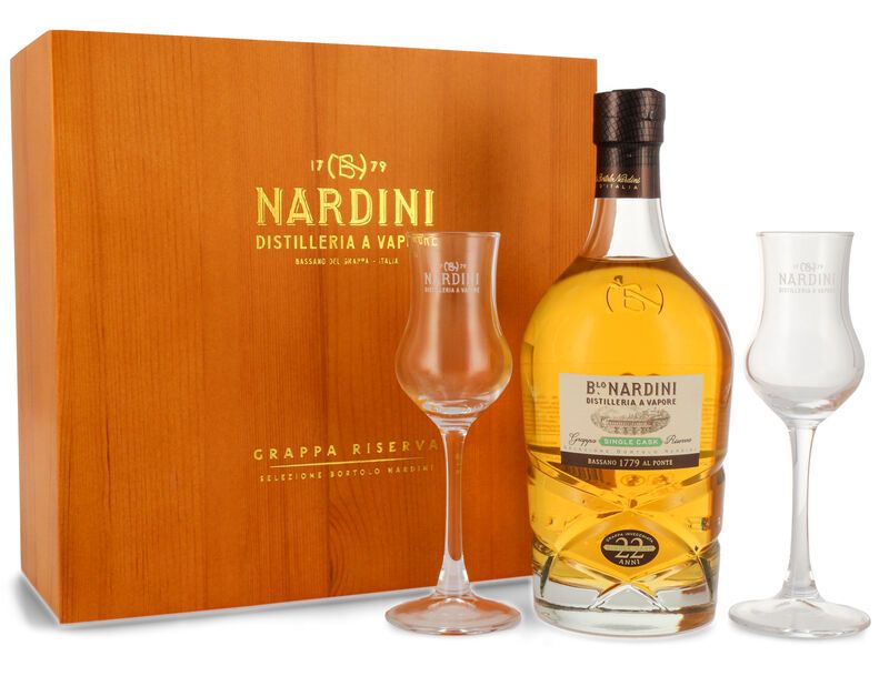 Nardini Grappa Riserva 22 YO Single Cask Geschenk-Set 45% vol. 0,70l