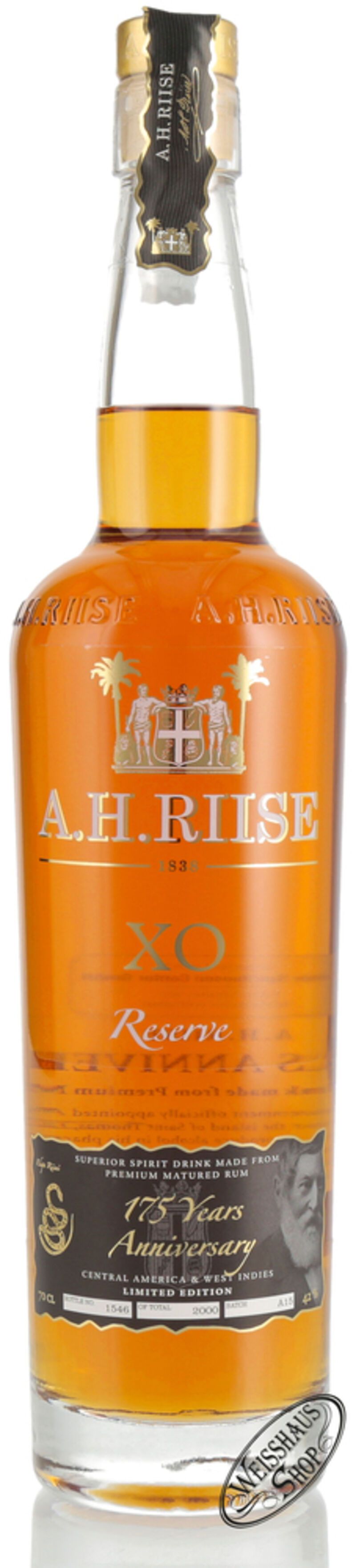 A.H. Riise XO Reserve 175 YO Anniversary Limited Edition 42% vol. 0,70l A.H. Riise XO Reserve 175 YO Anniversary Limited Edition 42% vol. 0,70l