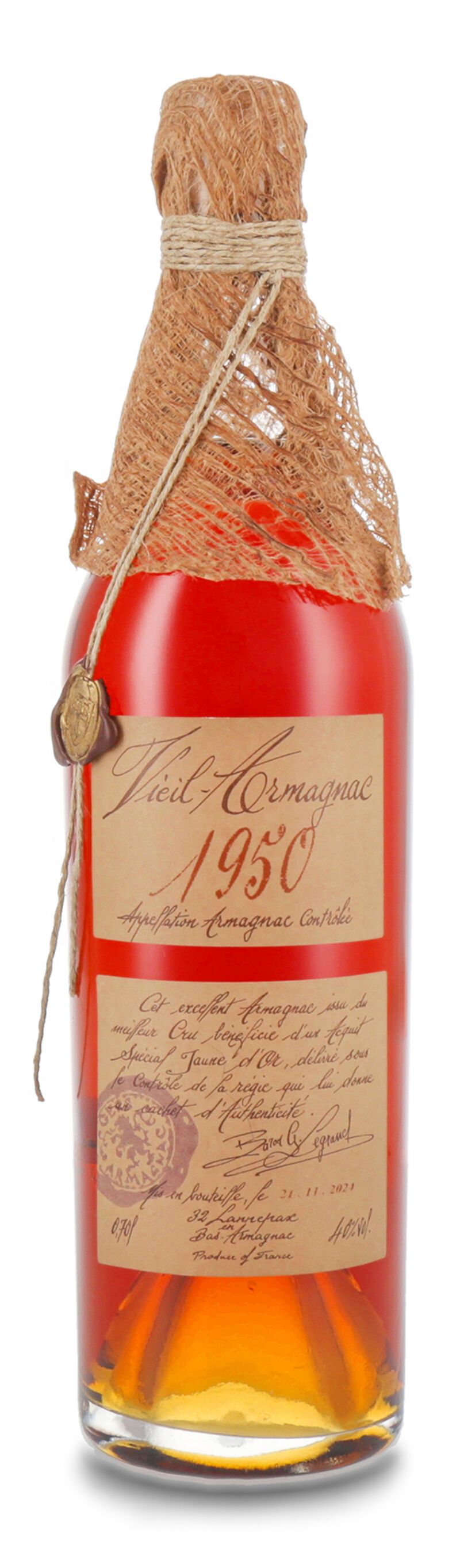 Lhéraud Baron Gaston Legrand 1950 Vieil Armagnac 40% vol. 0,70l