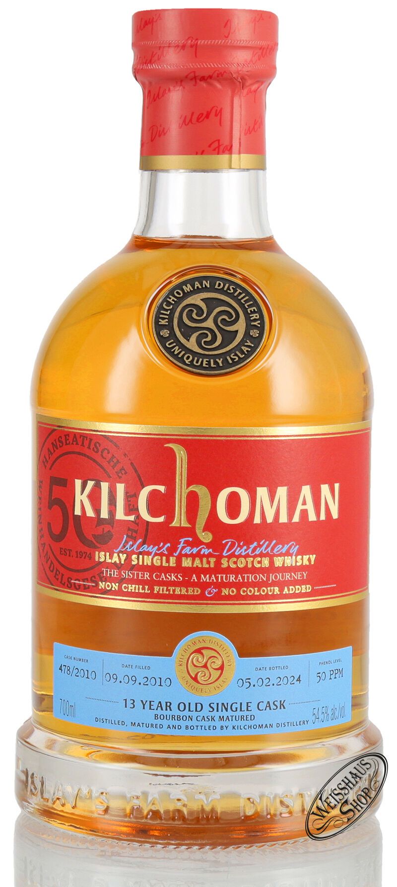 Kilchoman Vintage 2010 Bourbon Cask Islay Whisky 54,5% vol. 0,70l Kilchoman Vintage 2010 Bourbon Cask Islay Whisky 54,5% vol. 0,70l