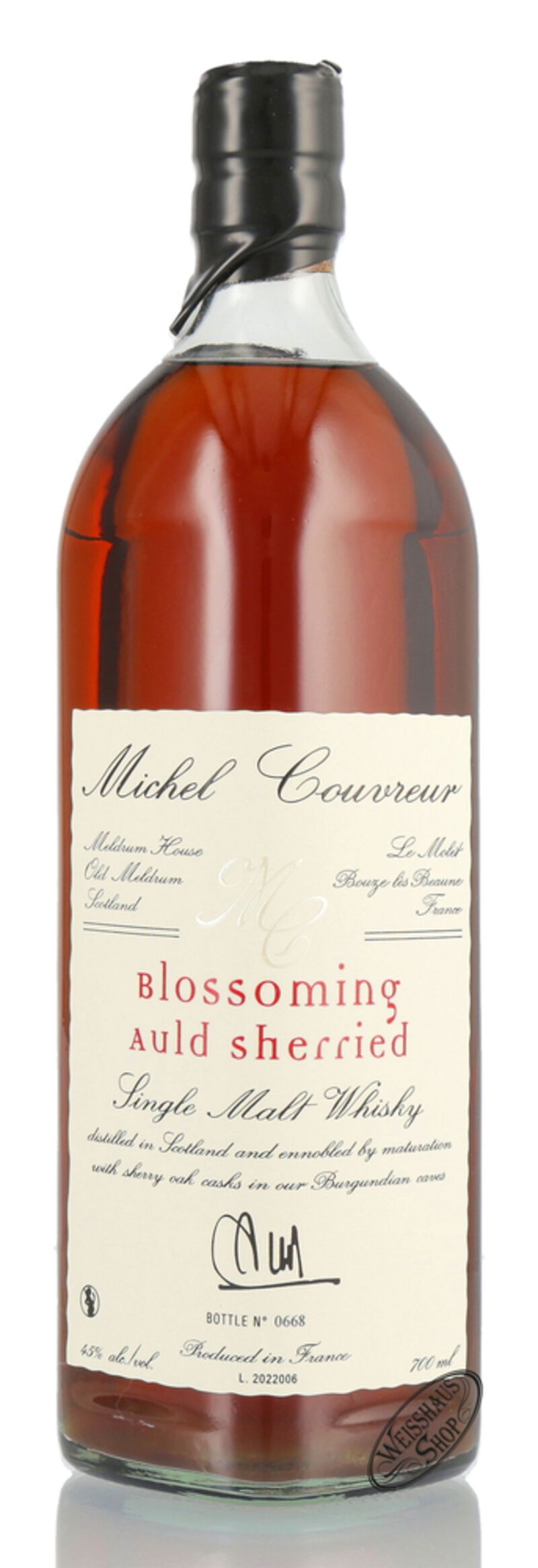 Michel Couvreur Blossoming Auld Sherried Whisky 45% vol. 0,70l Michel Couvreur Blossoming Auld Sherried Whisky 45% vol. 0,70l