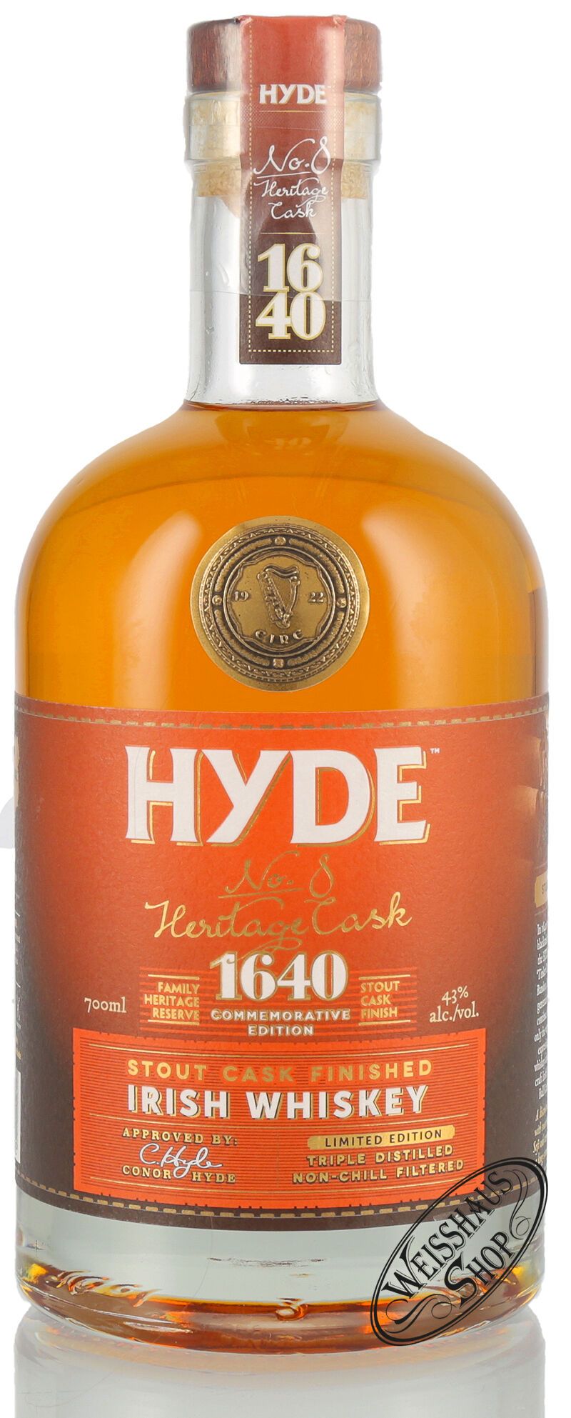 Hyde No. 8 Stout Cask Finished Irish Whiskey 43% vol. 0,70l Hyde No. 8 Stout Cask Finished Irish Whiskey 43% vol. 0,70l