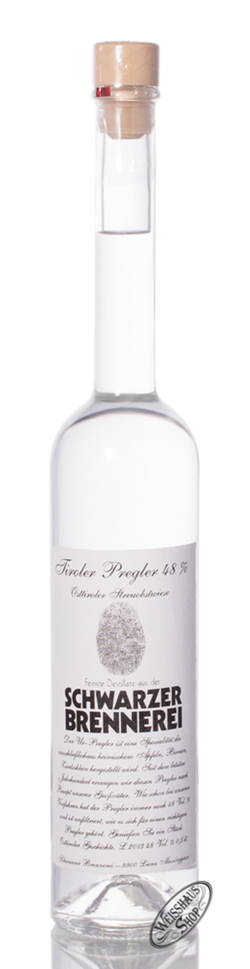 Schwarzer Tiroler Pregler 48% vol. 0,50l Schwarzer Tiroler Pregler 48% vol. 0,50l