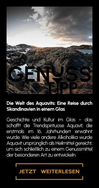 Genuss-Tipp Banner zum Thema die Welt des Aquavits