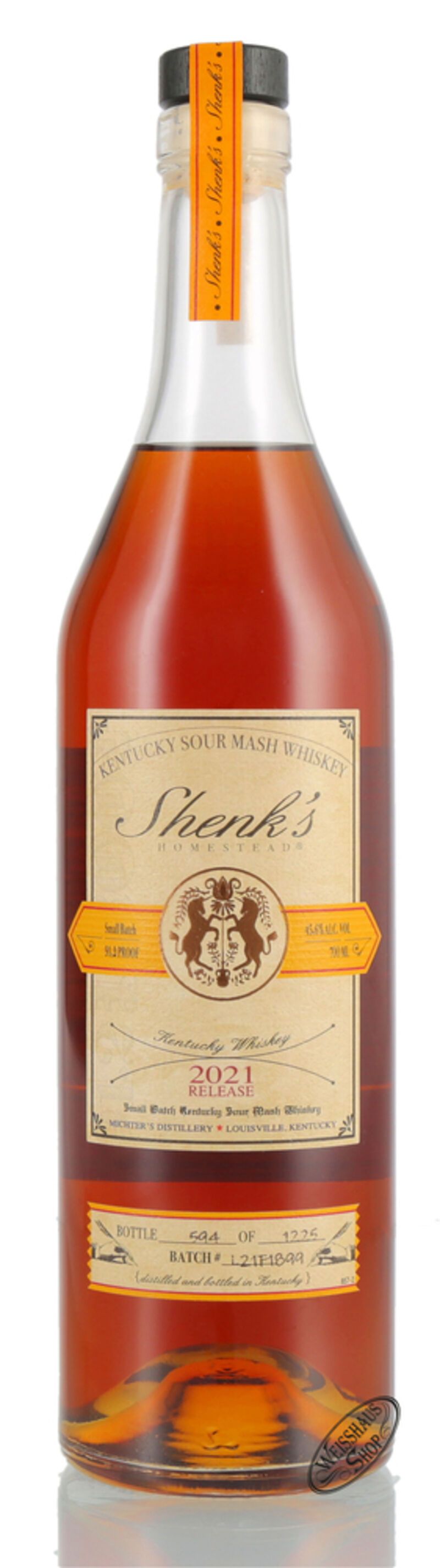 Shenk's Homestead Kentucky Sour Mash 2021 Release Whiskey 45,6% vol. 0,70l