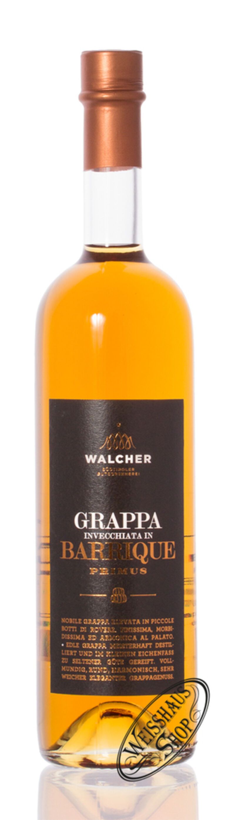 Walcher Grappa Barrique Primus 40% vol. 0,70l Walcher Grappa Barrique Primus 40% vol. 0,70l