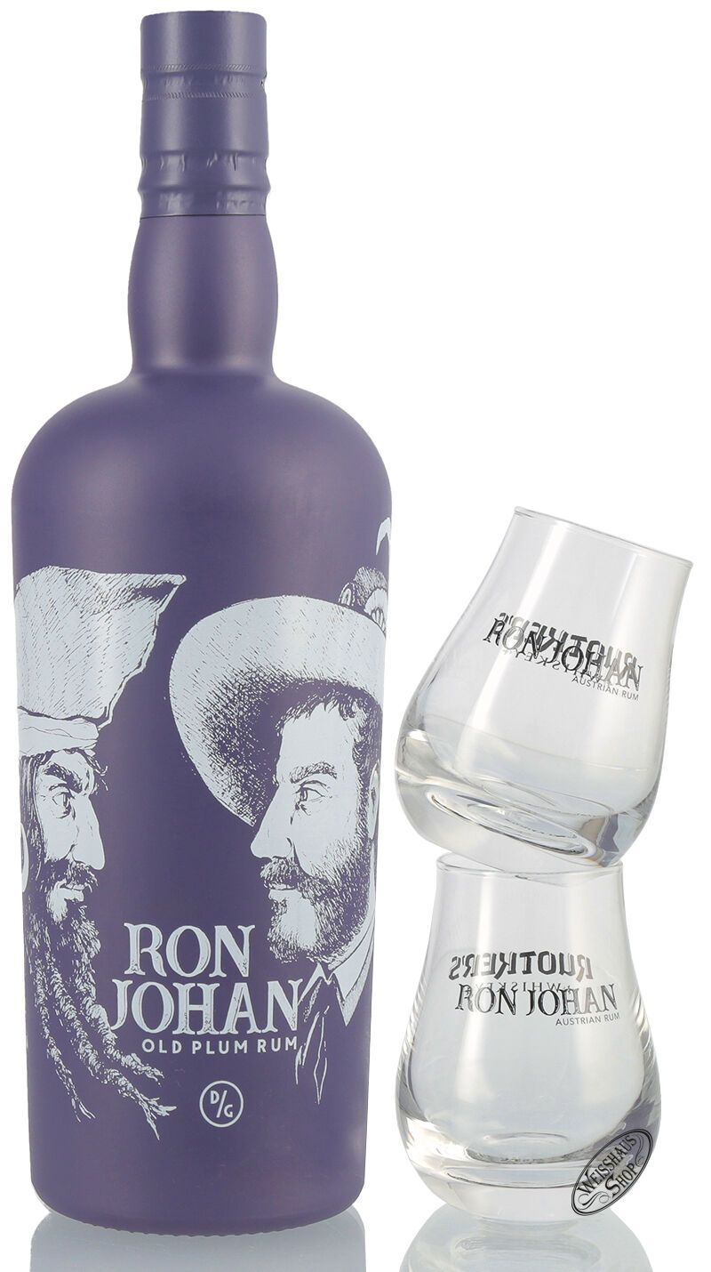 Ron Johan Old Plum Rum Geschenk-Set 41% vol. 0,70l