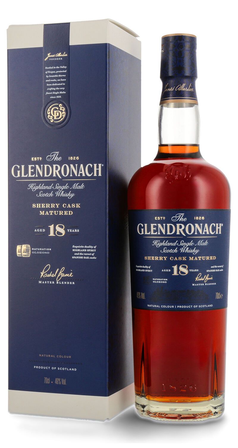 Glendronach 18 YO Sherry Cask Matured Whisky 46% vol. 0,70l Glendronach 18 YO Sherry Cask Matured Whisky 46% vol. 0,70l