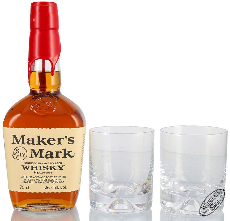 Maker's Mark Bourbon Whisky Gläser Geschenk-Set 45% vol. 0,70l Maker's Mark Bourbon Whisky Gläser Geschenk-Set 45% vol. 0,70l