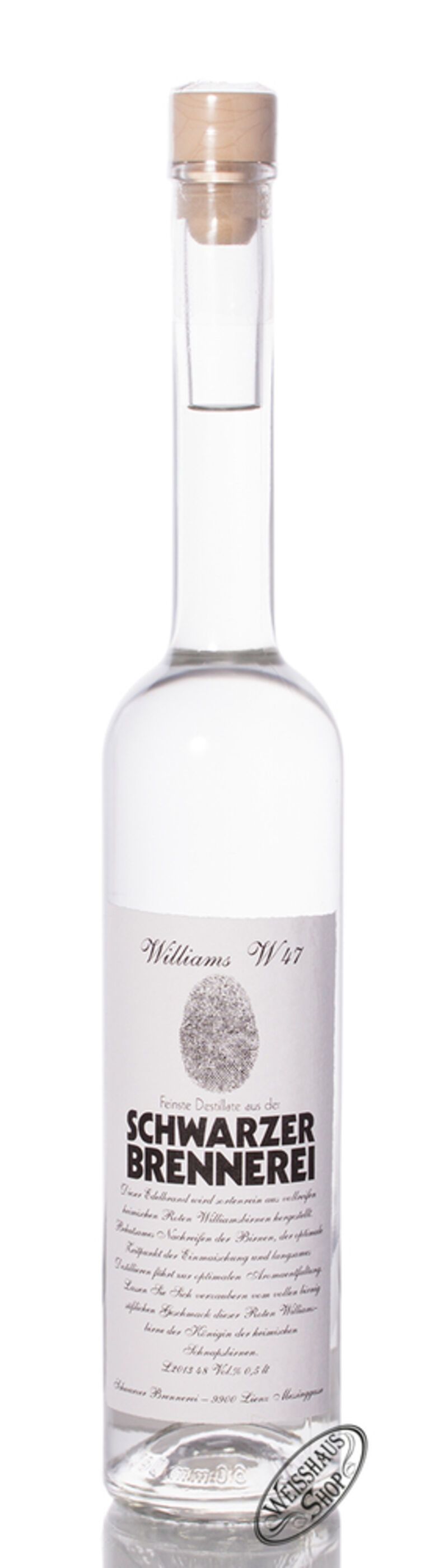 Schwarzer Williams W47 Edelbrand 47% vol. 0,50l Schwarzer Williams W47 Edelbrand 47% vol. 0,50l