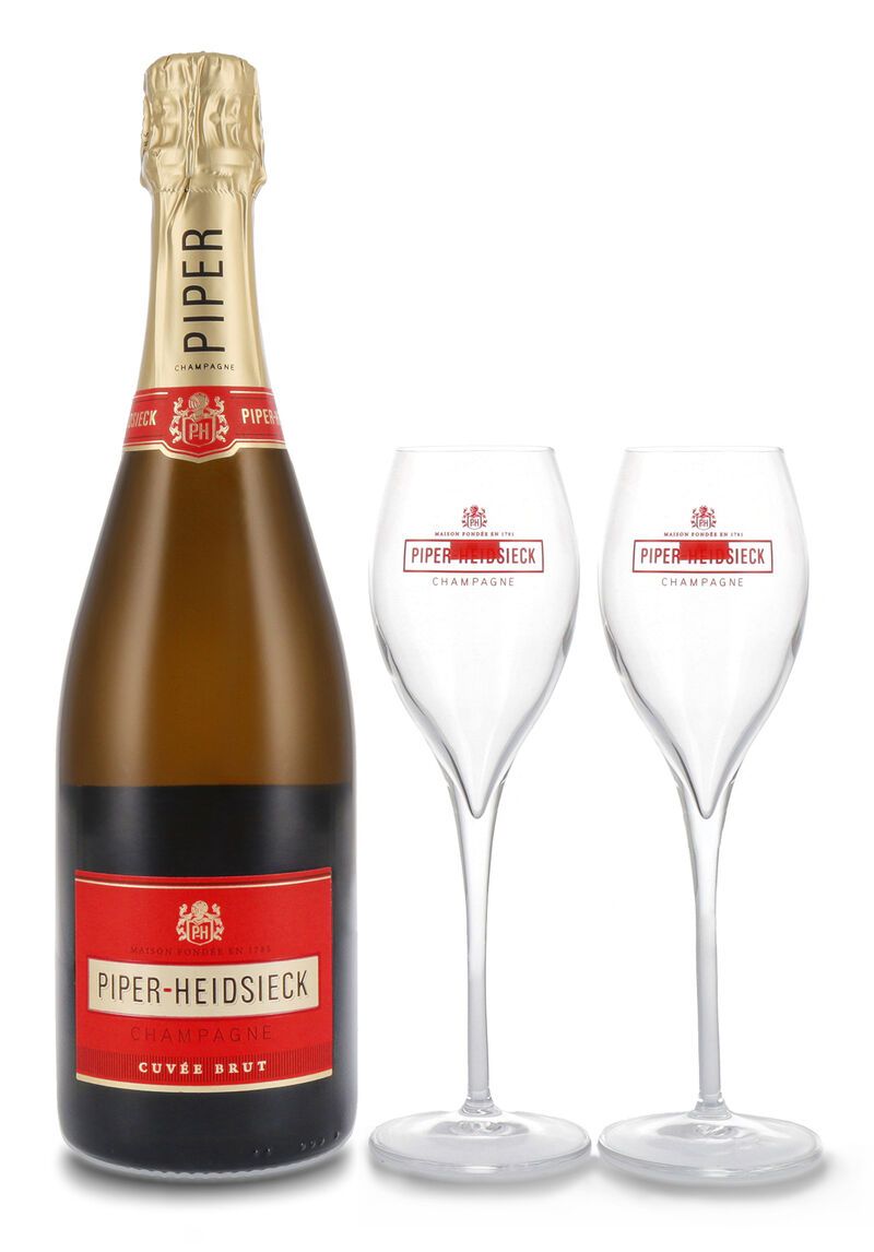 Piper-Heidsieck Brut Champagner Geschenk-Set 12% vol. 0,75l Piper-Heidsieck Brut Champagner Geschenk-Set 12% vol. 0,75l