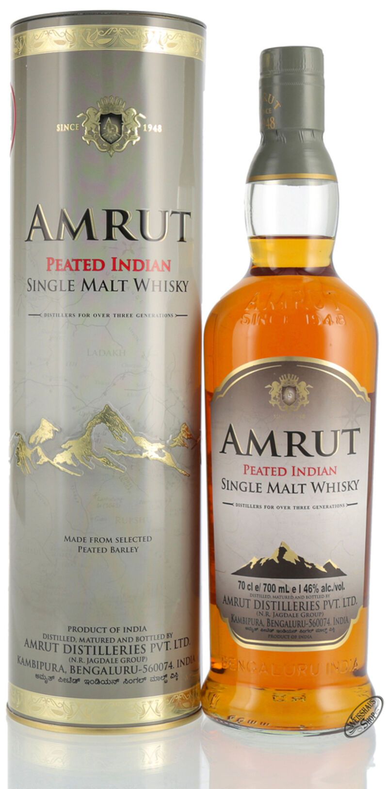 Amrut Peated Single Malt Indian Whisky 46% vol. 0,70l Amrut Peated Single Malt Indian Whisky 46% vol. 0,70l