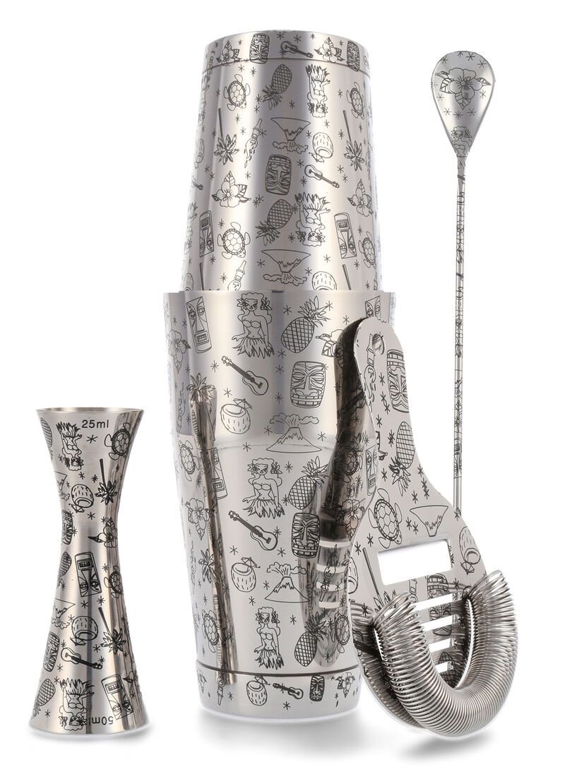 Tiki Stainless Steel 5-teiliges Cocktail Set Tiki Stainless Steel 5-teiliges Cocktail Set