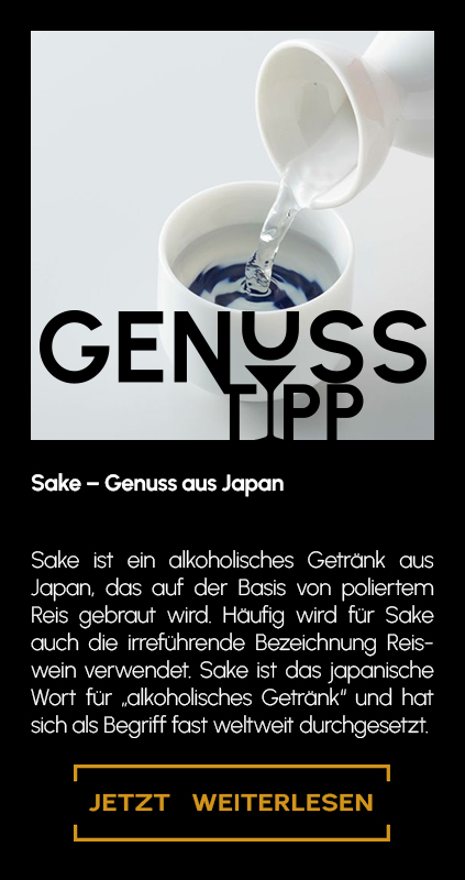 Genuss Tipp Banner zum Thema Sake